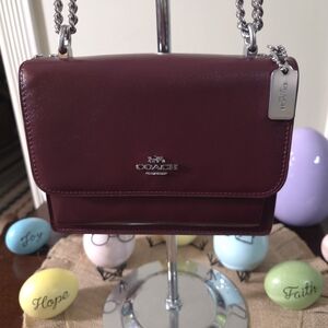 LIKE NEW Coach Burgundy Leather Chain Crossbody Bag